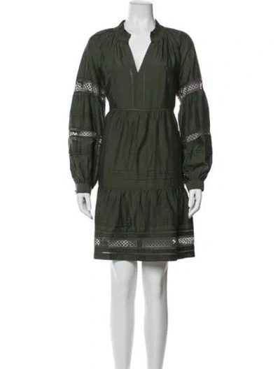 Pre-owned Marie Oliver V-neck Knee-length Dress In Green