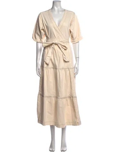 Pre-owned Marie Oliver V-neck Long Dress In Neutrals