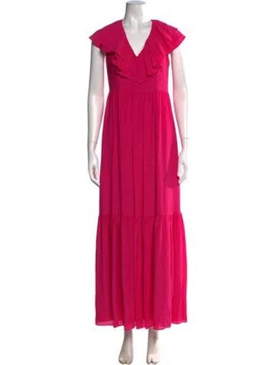 Pre-owned Marie Oliver V-neck Long Dress In Pink