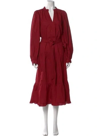 Pre-owned Marie Oliver V-neck Long Dress In Red