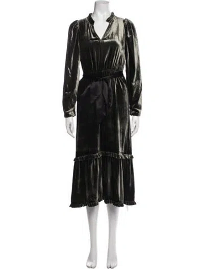 Pre-owned Marie Oliver V-neck Midi Length Dress In Black