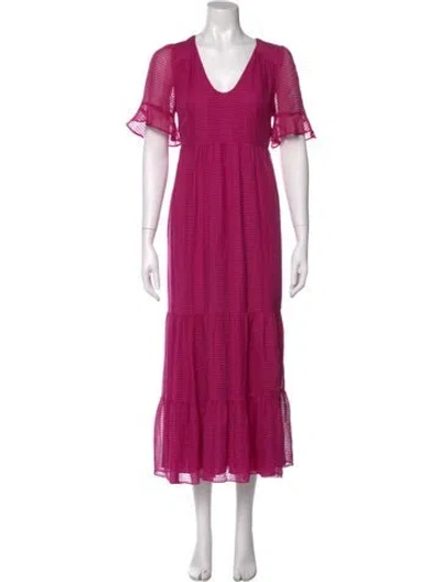 Pre-owned Marie Oliver V-neck Midi Length Dress In Pink