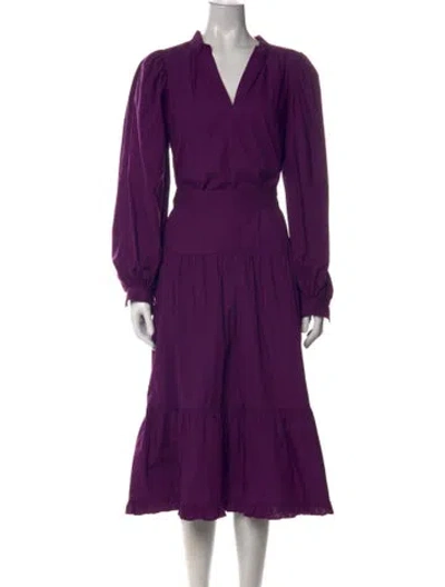 Pre-owned Marie Oliver V-neck Midi Length Dress In Purple
