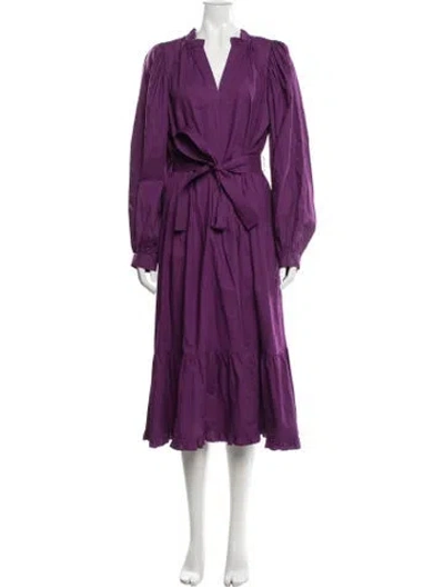 Pre-owned Marie Oliver V-neck Midi Length Dress In Purple