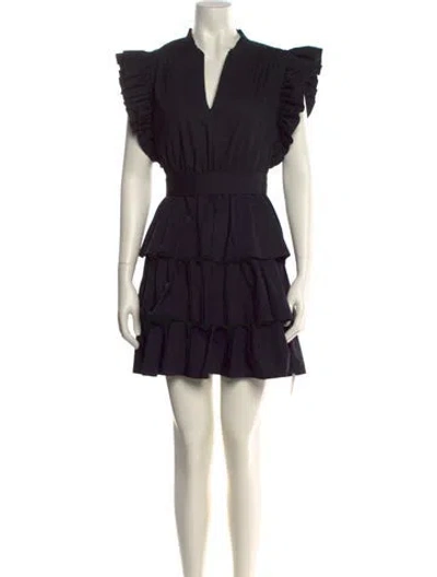 Pre-owned Marie Oliver V-neck Mini Dress In Black