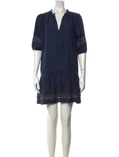 Pre-owned Marie Oliver V-neck Mini Dress In Blue