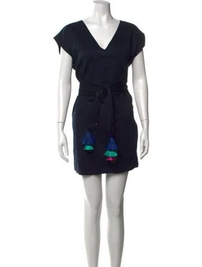 Pre-owned Marie Oliver V-neck Mini Dress In Blue