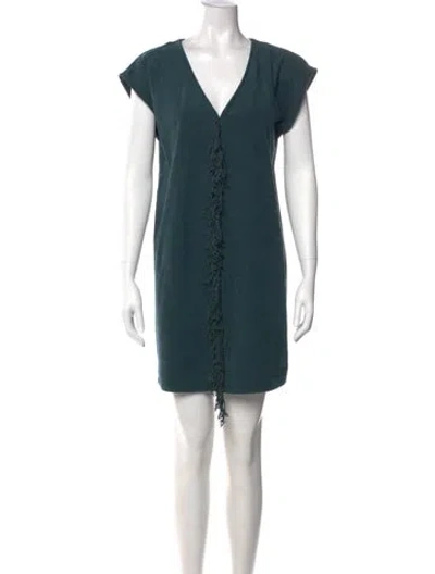 Pre-owned Marie Oliver V-neck Mini Dress In Green