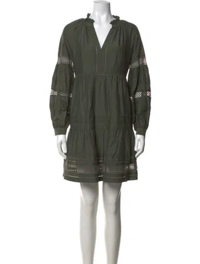 Pre-owned Marie Oliver V-neck Mini Dress In Green
