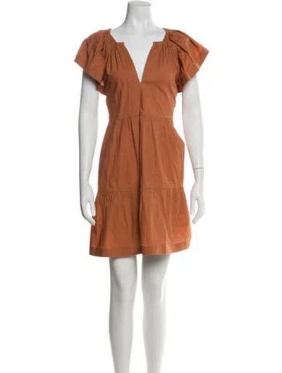 Pre-owned Marie Oliver V-neck Mini Dress In Orange