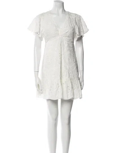 Pre-owned Marie Oliver V-neck Mini Dress In White