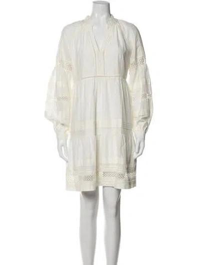 Pre-owned Marie Oliver V-neck Mini Dress In White