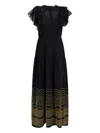 Marie Oliver Winfrey Flutter-sleeve Pintuck Maxi Dress In Black