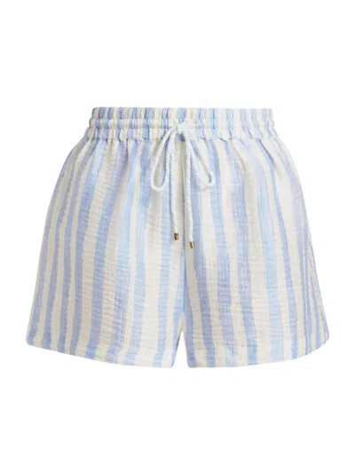 Marie Oliver Women's Ana Striped Elasticized Shorts In White