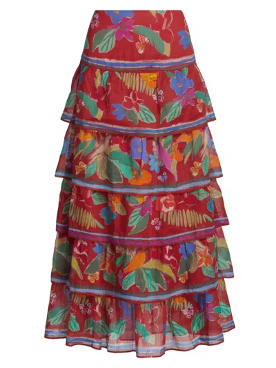 Marie Oliver Women's Christie Floral Cotton Tiered Midi-skirt In Multi