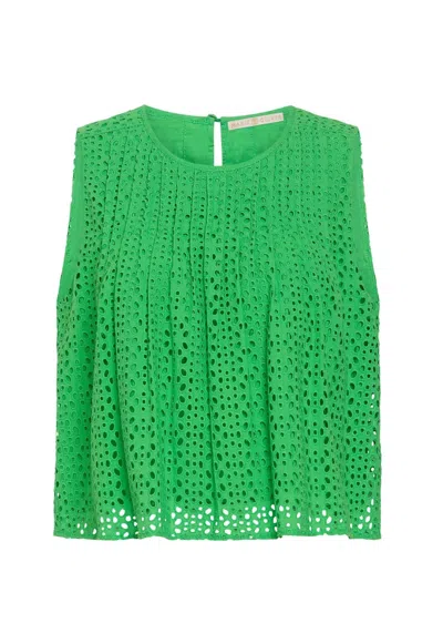 Marie Oliver Women's Eyelet Pleated A-line Tank Top In Green