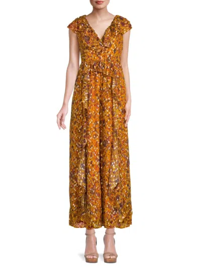 Marie Oliver Women's Jayda Floral Silk Blend Maxi Dress In Marigold