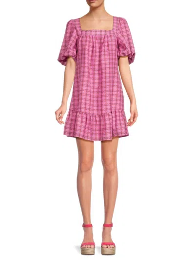 Marie Oliver Women's Kaylee Plaid Mini Dress In Berry