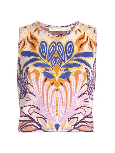 Marie Oliver Kim Boxy Jacquard-knit Crop Top In Multi