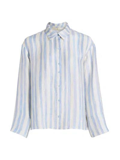 Marie Oliver Women's Nico Striped Button-front Beach Shirt In Blue