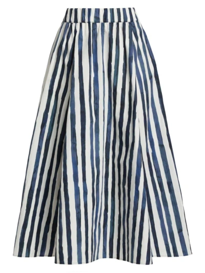 Marie Oliver Women's Sasha Striped A-line Midi-skirt In Blazer Stripe