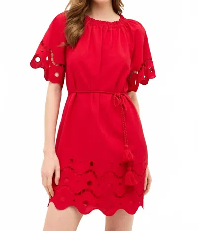 MARIE OLIVER WOMEN'S TEGAN DRESS IN RED FRESNO EYELET