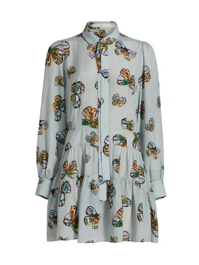 Marie Oliver Women's Ulanie Butterfly Print Tiered Minidress In Gray