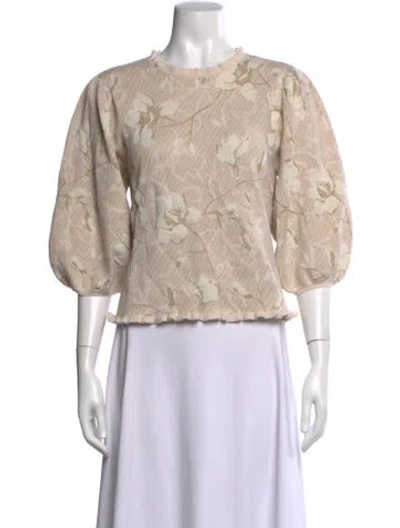 Pre-owned Marie Oliver Wool Floral Print Sweater In Neutrals