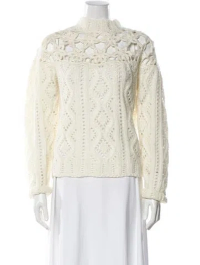 Pre-owned Marie Oliver Wool Mock Neck Sweater In Neutral