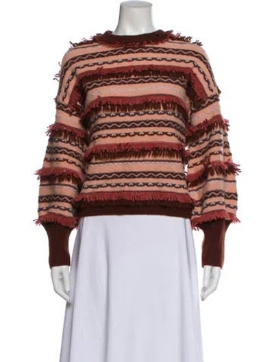 Pre-owned Marie Oliver Wool Striped Sweater In Brown