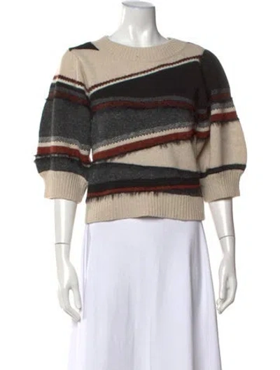 Pre-owned Marie Oliver Wool Striped Sweater In Neutral