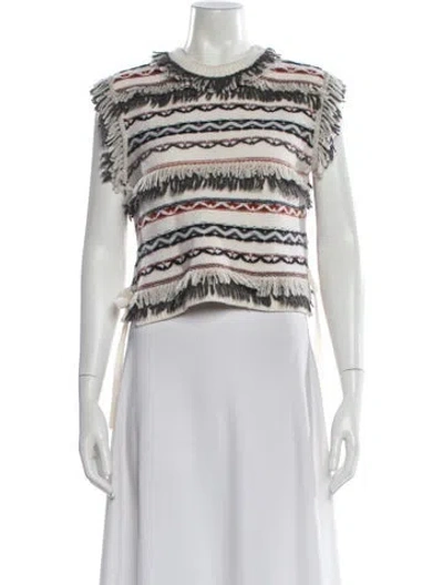 Pre-owned Marie Oliver Wool Striped Sweater W/ Tags In White