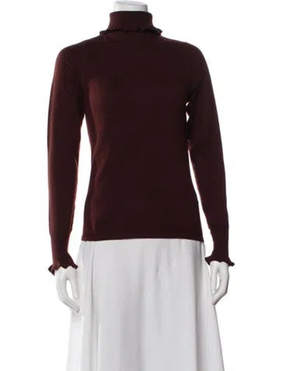 Pre-owned Marie Oliver Wool Turtleneck Sweater In Burgundy