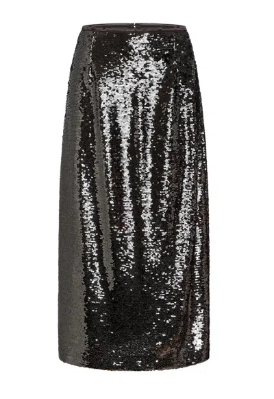 Marie Oliver Wray Midi Skirt In Platinum In Black