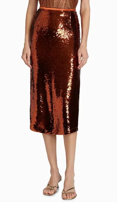 Marie Oliver Wray Sequin Skirt In Cinnamon In Brown