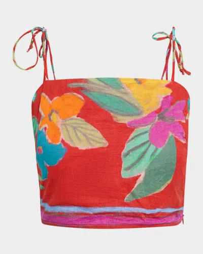 Marie Oliver Wyatt Cropped Floral-print Cotton Top In Multi