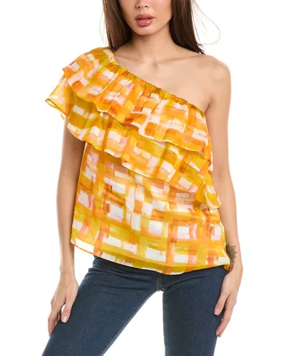 Marie Oliver Yaya Linen & Silk-blend Blouse In Orange
