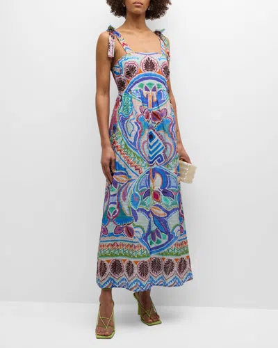 MARIE OLIVER ZADIE PRINTED MAXI DRESS WITH TIE STRAPS