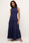 Marie Oliver Zelda Sleeveless Tiered Cotton Maxi Dress In Blue