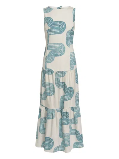 Marie Oliver Zelda Patterned Tiered Dress In White