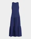 Marie Oliver Zelda Sleeveless Tiered Cotton Maxi Dress In Blue