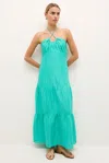 Marie Oliver Halter-neck Maxi Dress In Blue