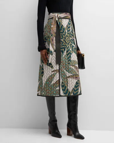 Marie Oliver Zoie Quilted A-line Cotton Midi Skirt In Multi