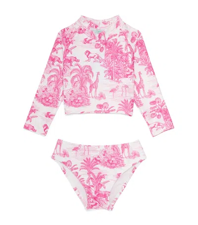 Marie Raxevsky Kids' Jungle Print Crop Top Bikini In Multi