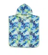 Marie Raxevsky Terry Aquatic Print Hooded Poncho In Blue