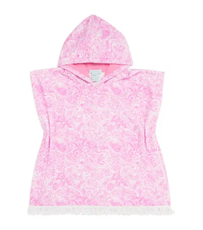 Marie Raxevsky Kids' Terry Paisley Print Hooded Poncho In Pink