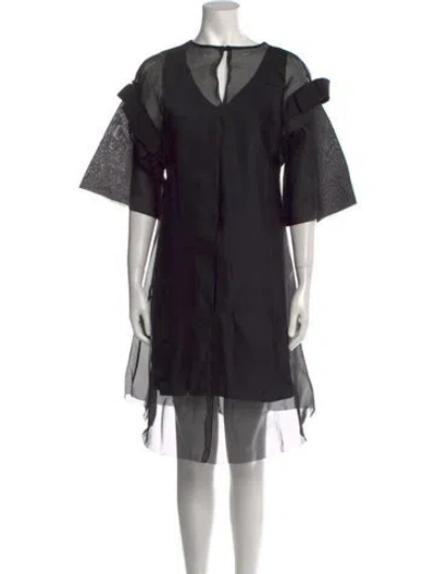 Pre-owned Marie Saint Pierre Bateau Neckline Knee-length Dress In Black