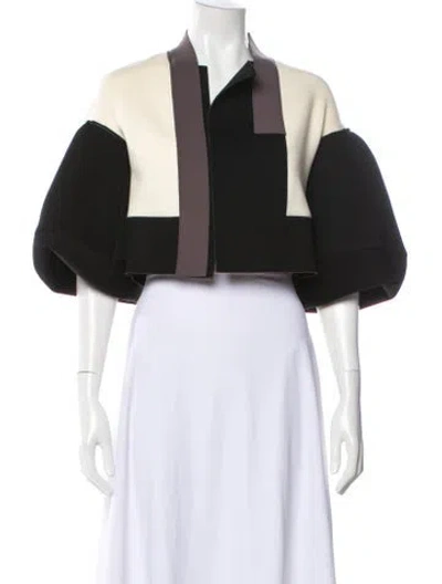 Pre-owned Marie Saint Pierre Colorblock Pattern Jacket In Black