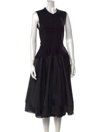 Pre-owned Marie Saint Pierre Crew Neck Midi Length Dress In Black