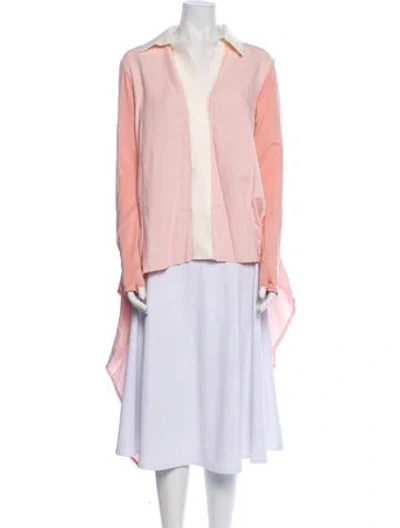 Pre-owned Marie Saint Pierre Linen Colorblock Pattern Tunic In Pink